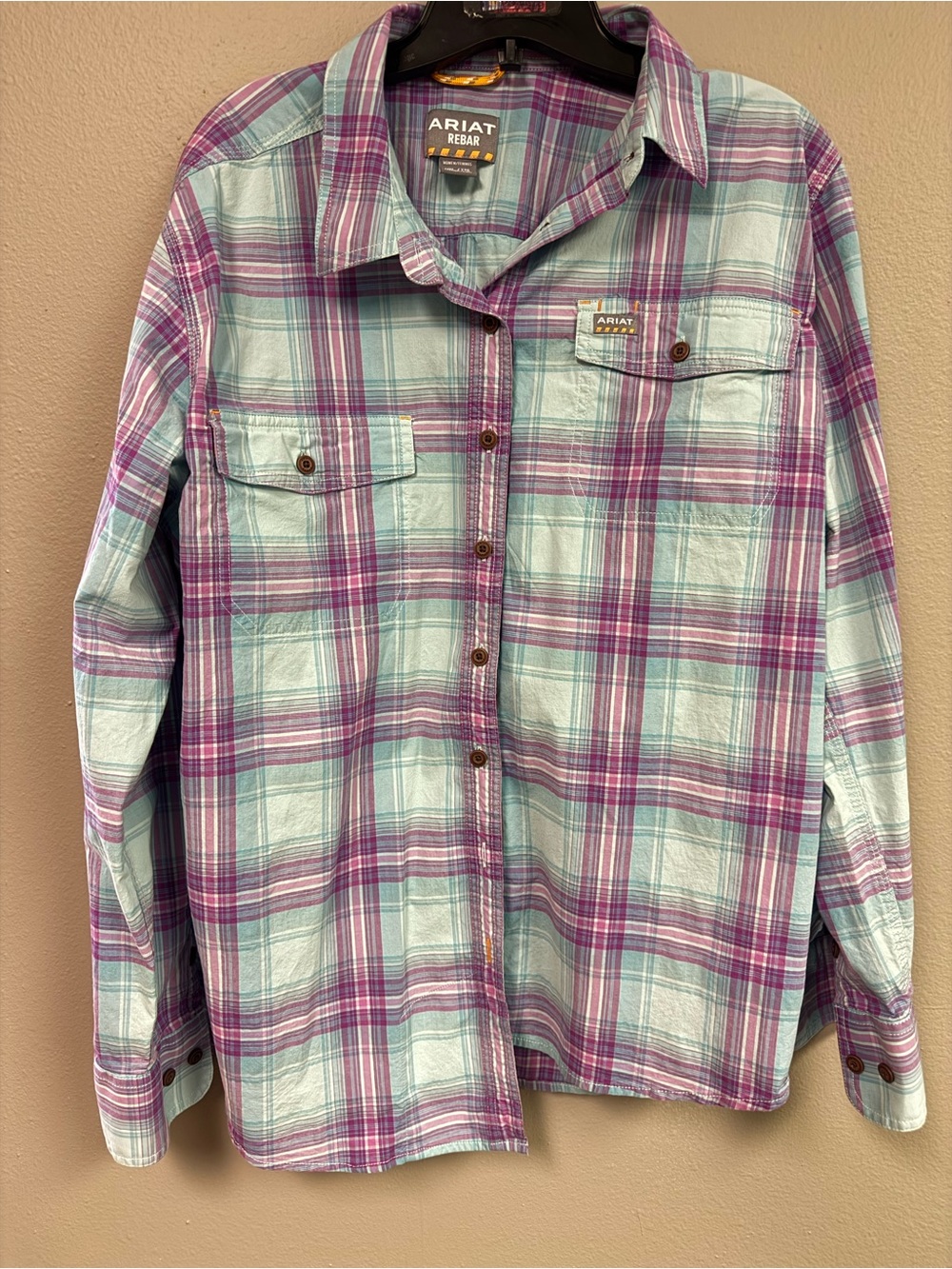 Ariat Mint Green & Purple Plaid Rebar Women's Shirt